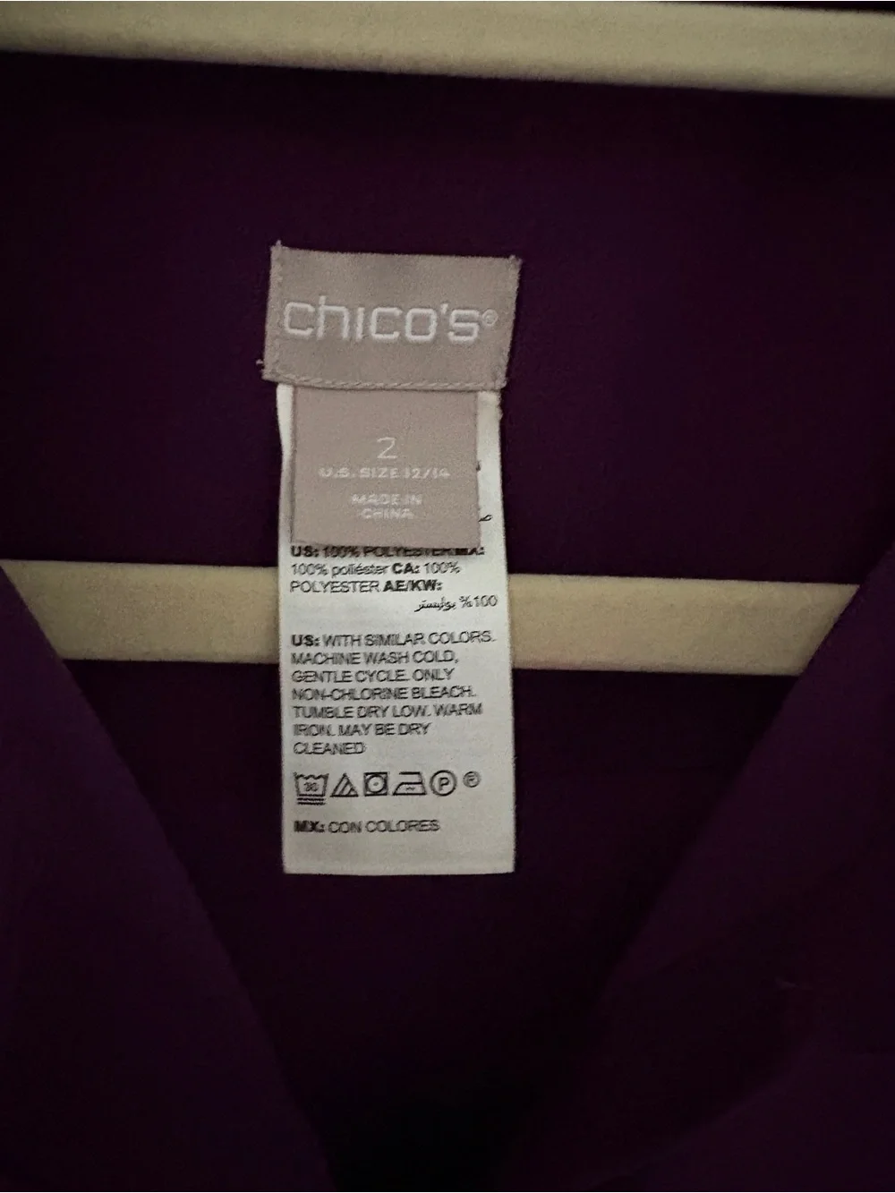 Chico's Purple Long-Sleeve Tunic Tops#0354